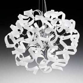 Metallux Závesná lampa WHITE Ø 50 cm, Obývacia izba / jedáleň, kov, sklo, G9, 40W