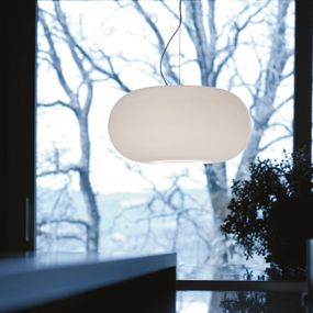 Prandina Over S3 závesné LED svietidlo, Ø 36 cm, Obývacia izba / jedáleň, ručne fúkané sklo, 8.5W, K: 18.5cm