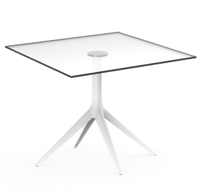 VONDOM - Štvorcový stôl MARI-SOL so sklenenou doskou, rôzne veľkosti (štvornohý podstavec)