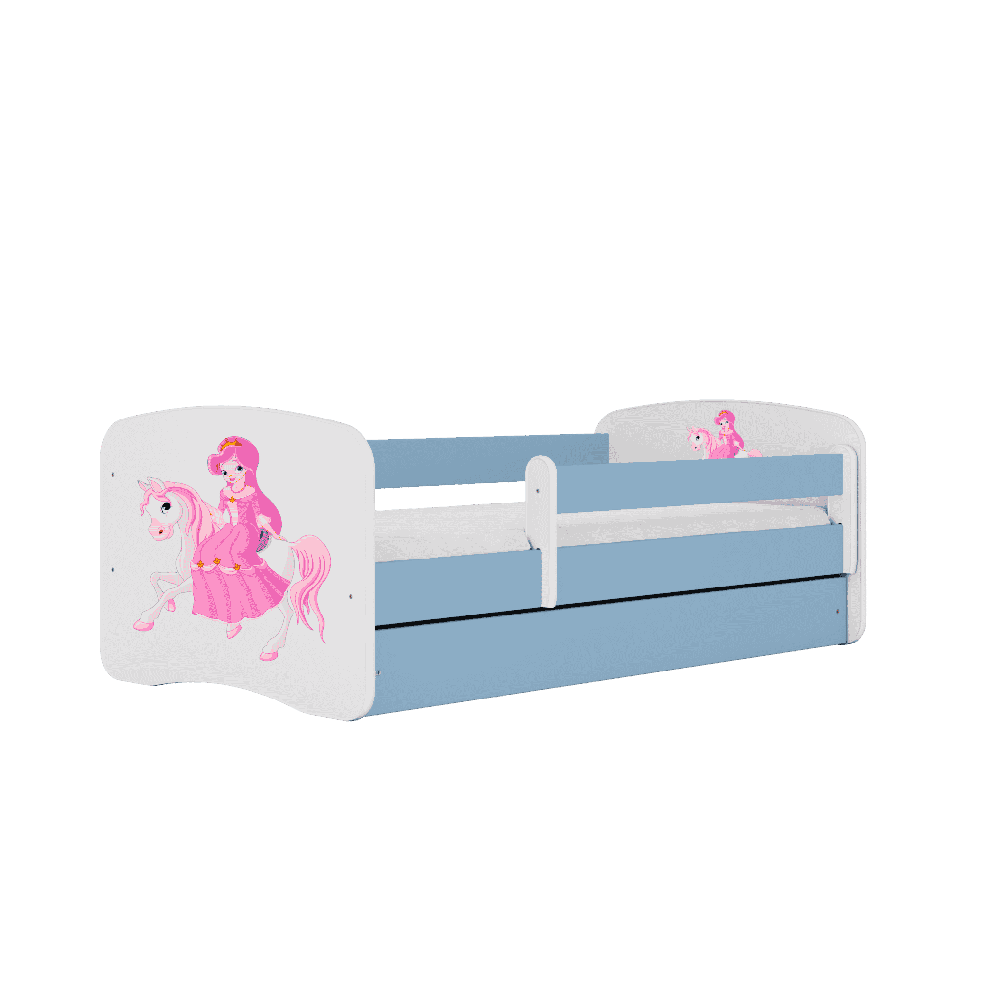 Letoss Detská posteľ BABY DREAMS 160/80- Princezná a koník II Modrá Bez matraca S uložným priestorom