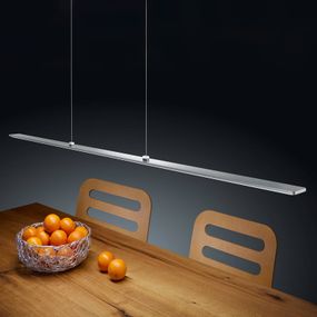 Helestra Lexx závesné LED matný nikel EasyLift, Obývacia izba / jedáleň, hliník, akryl, 21W, P: 109 cm, L: 4.5 cm, K: 0.8cm