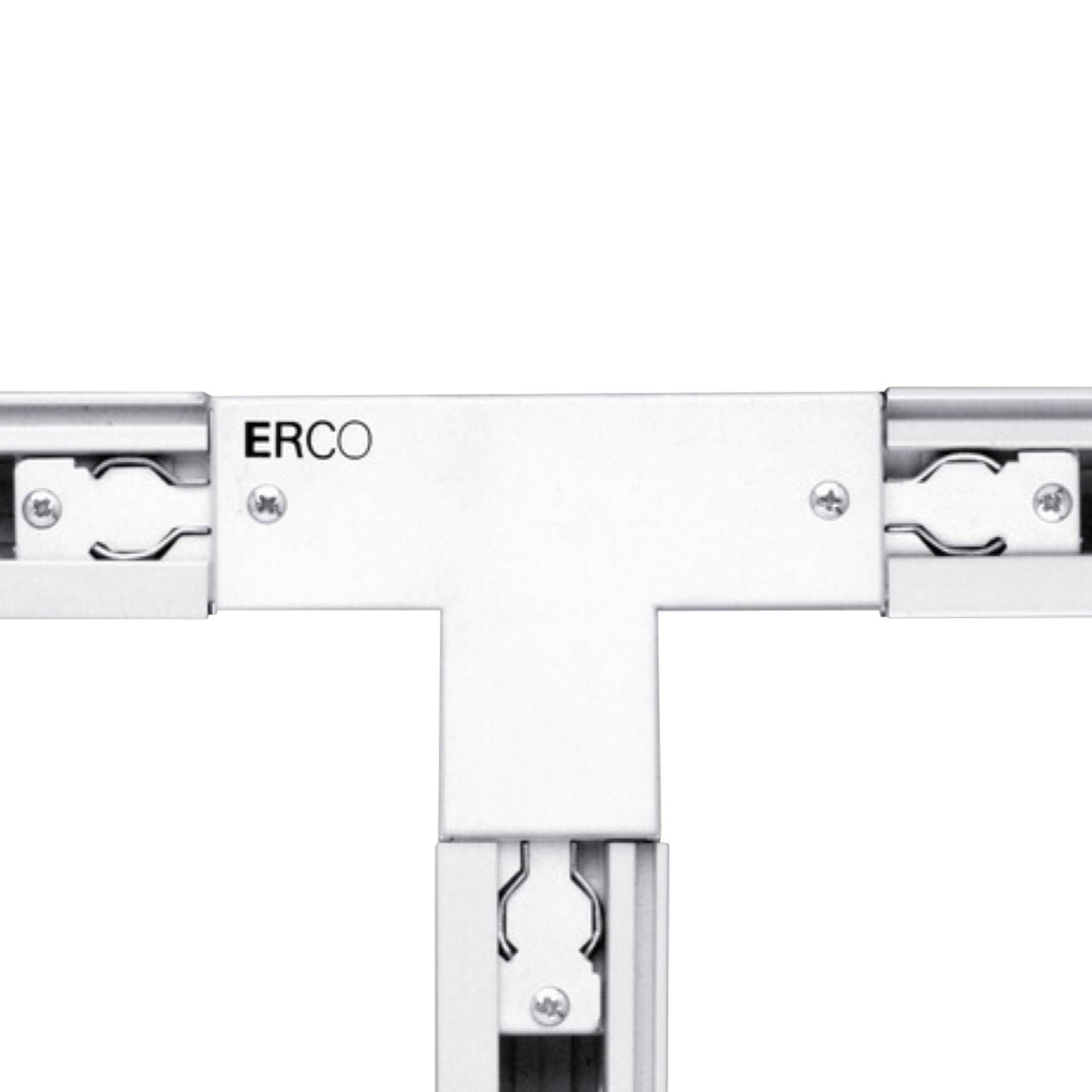 ERCO 3-fázový T-konektor vodič vpravo, biela, plast, P: 10 cm, L: 6.7 cm