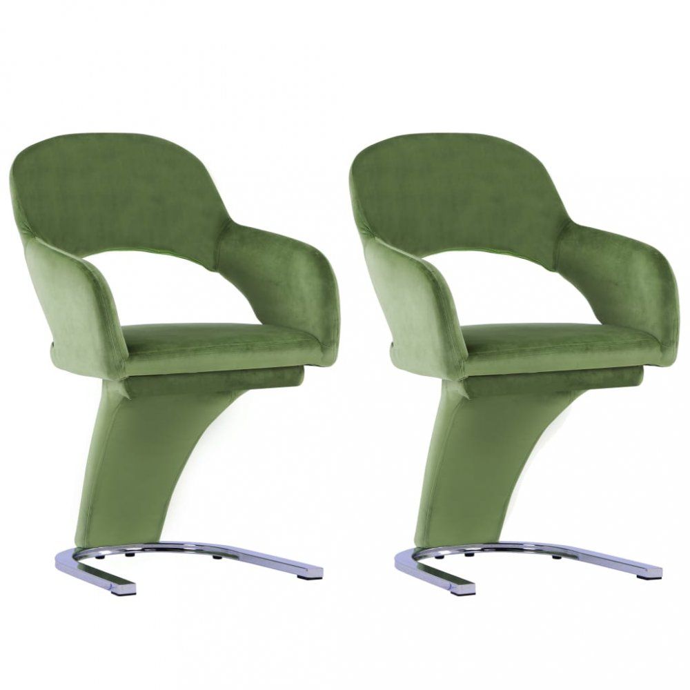 Jedálenská stolička 2 ks zamat / chróm Dekorhome Zelená