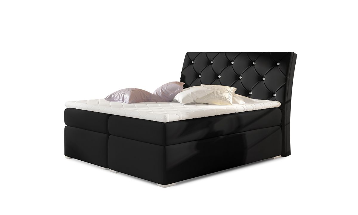 Čalúnená manželská posteľ s úložným priestorom Beneto 160 - čierna (Soft 11)