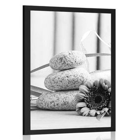 Plagát meditačné a wellness zátišie v čiernobielom prevedení - 30x45 black