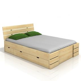 Manželská posteľ 160 cm Naturlig Lorenskog High Drawers (borovica) (s roštom)