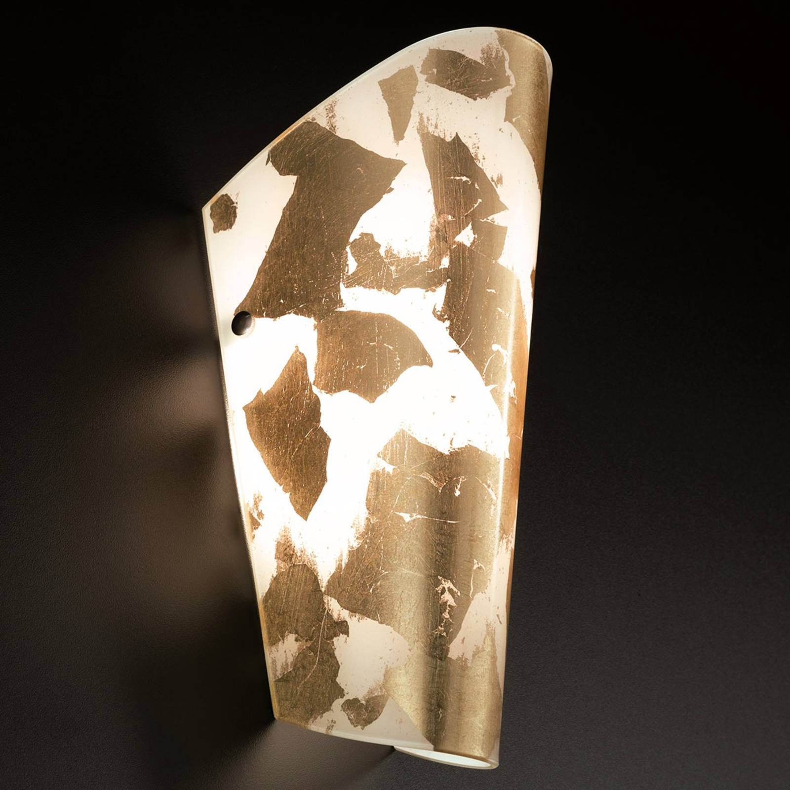 Selène Nástenné svietidlo Bloom biele – lístkové zlato, Chodba, sklo, E27, 70W, L: 12 cm, K: 28cm