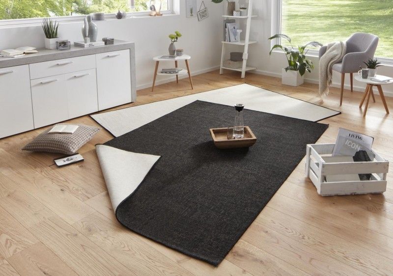 NORTHRUGS - Hanse Home koberce Kusový koberec Twin-Wendeteppiche 103096 schwarz creme - 80x150 cm