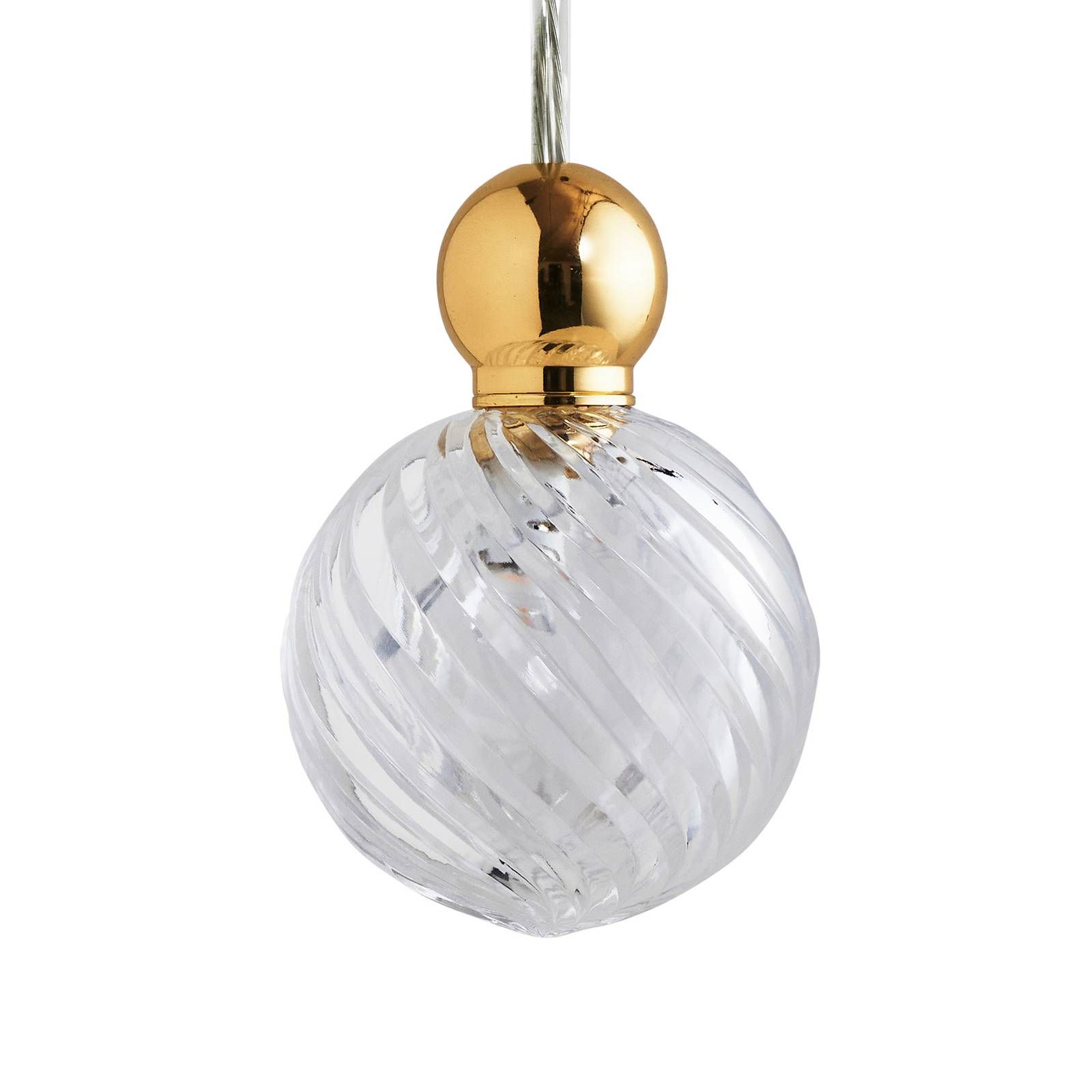 EBB & FLOW Uva M závesná lopta zlatá číra swirl, Obývacia izba / jedáleň, krištáľové sklo, kov, plast, G4, 1.5W, K: 10cm