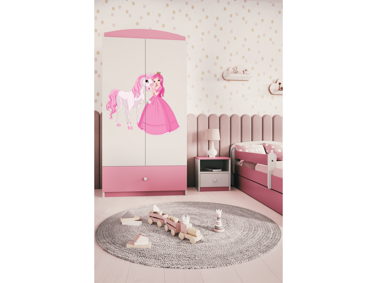 Dětská skříň Babydreams 90 cm princezna a poník růžová