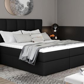 Čalúnená manželská posteľ s úložným priestorom Grosio 145 - čierna (Soft 11)