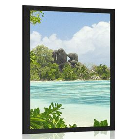 Plagát nádherná pláž na ostrove La Digue - 40x60 black