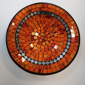 Miska oranžová okrúhla, mozaika, ručná práca