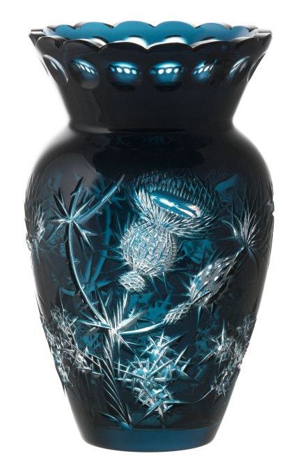 Krištáľová váza Thistle, farba azúrová, výška 280 mm