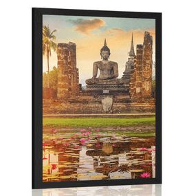 Plagát socha Budhu v parku Sukhothai - 40x60 black