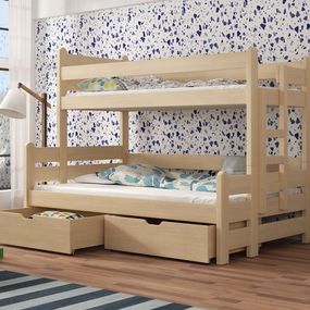 Detská poschodová posteľ 90 cm Bivi (borovica)