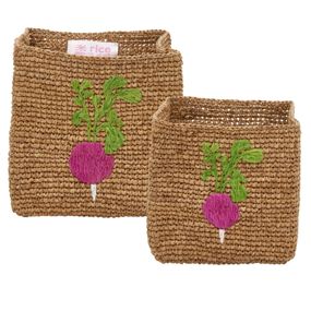 rice Úložný košík Raffia Square Tea Radish - set 2 ks