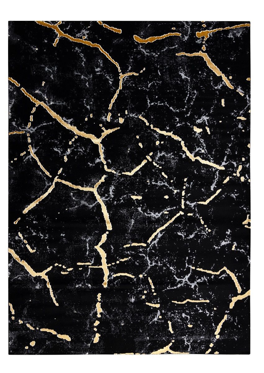 Dywany Łuszczów Kusový koberec Gloss 410A 86 3D mramor black/gold - 120x170 cm