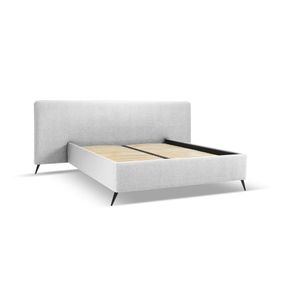 Svetlosivá čalúnená dvojlôžková posteľ s úložným priestorom a roštom 180x200 cm Walter – Milo Casa