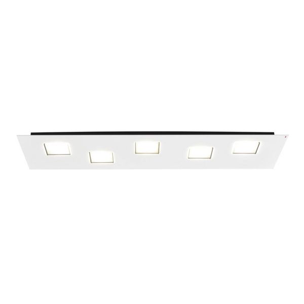 Fabbian Quarter biele stropné LED svetlo 5-pl., Obývacia izba / jedáleň, hliník, polykarbonát, 4.5W, P: 70 cm, L: 20 cm, K: 3.5cm