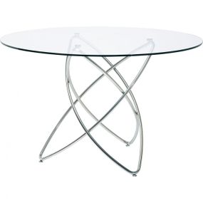 KARE Design Kulatý jídelní stůl Molekular - stříbrný, Ø120cm
