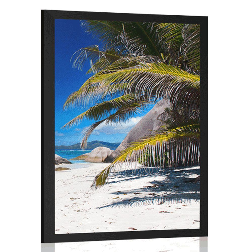 Plagát krásy pláže Anse Source - 30x45 black