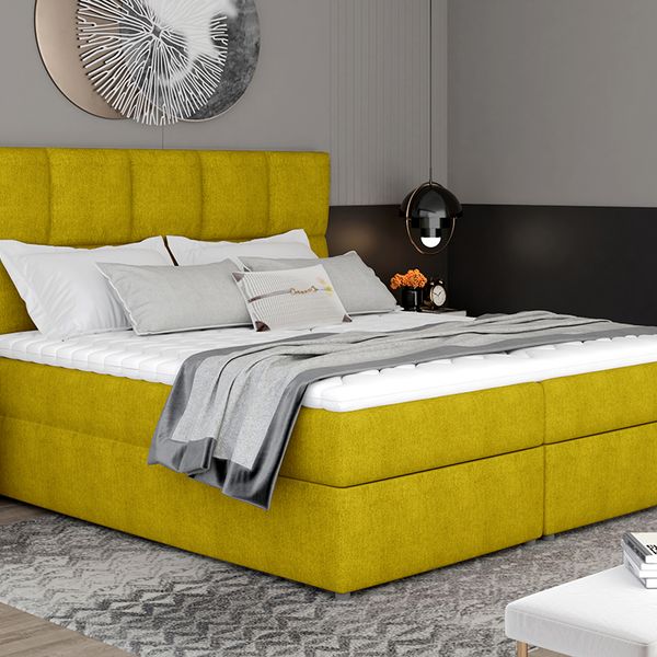 Čalúnená manželská posteľ s úložným priestorom Grosio 185 - žltá