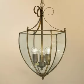 Cremasco Pôvabná závesná lampa Oper bronzový vzhľad, Obývacia izba / jedáleň, kov, sklo, E14, 60W, K: 50cm