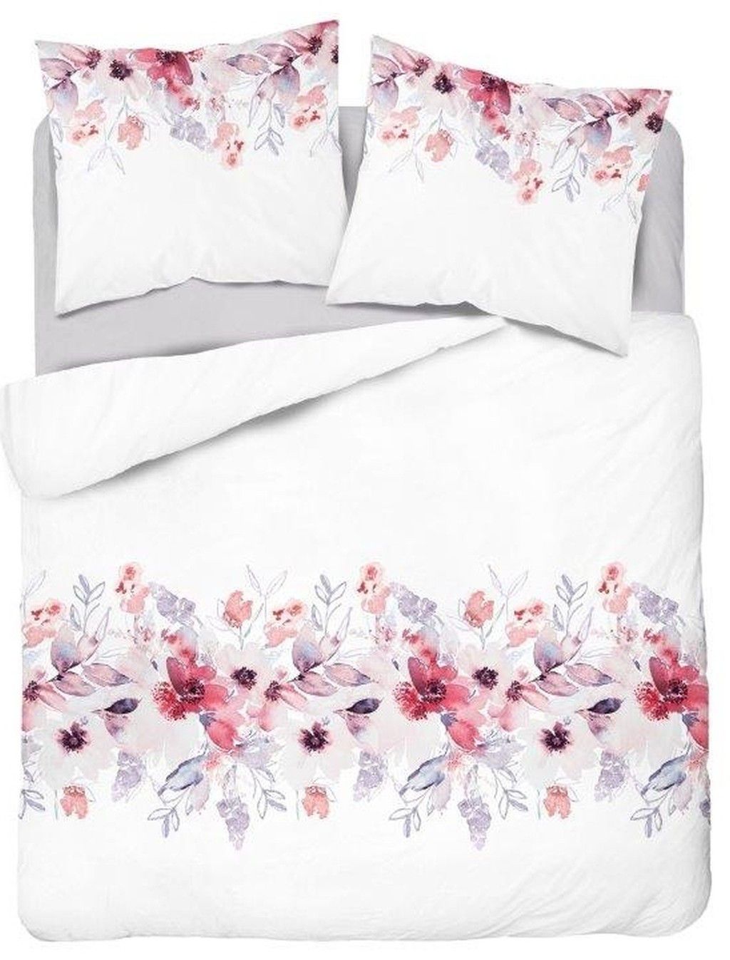 DomTextilu Biele romantické posteĺné obliečky s červenými kvetmi  3 časti: 1ks 200x220 + 2ks 70 cmx80 28550-154546