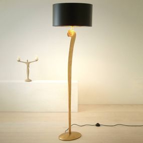 Holländer Stojaca lampa Lorgolioso v zlatej-čierna, Obývacia izba / jedáleň, kov, E27, 100W, K: 160cm
