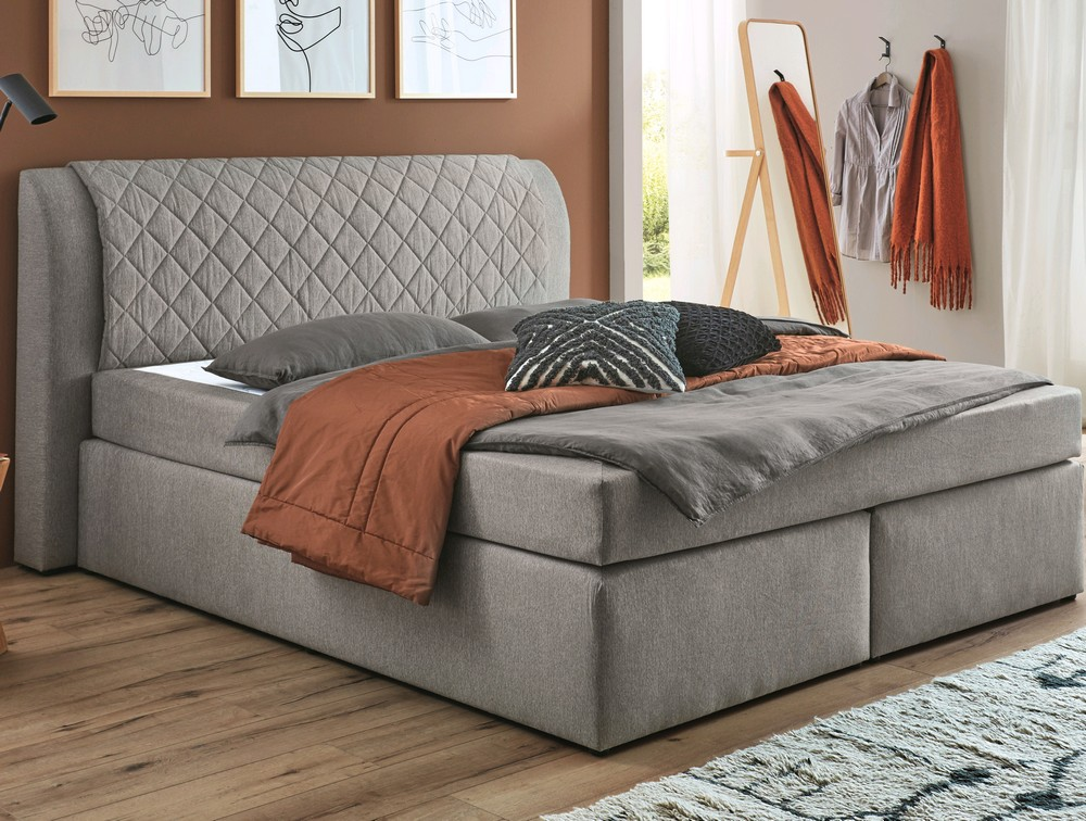 Posteľ boxspring Winnipeg 180x200 cm, sivá tkanina