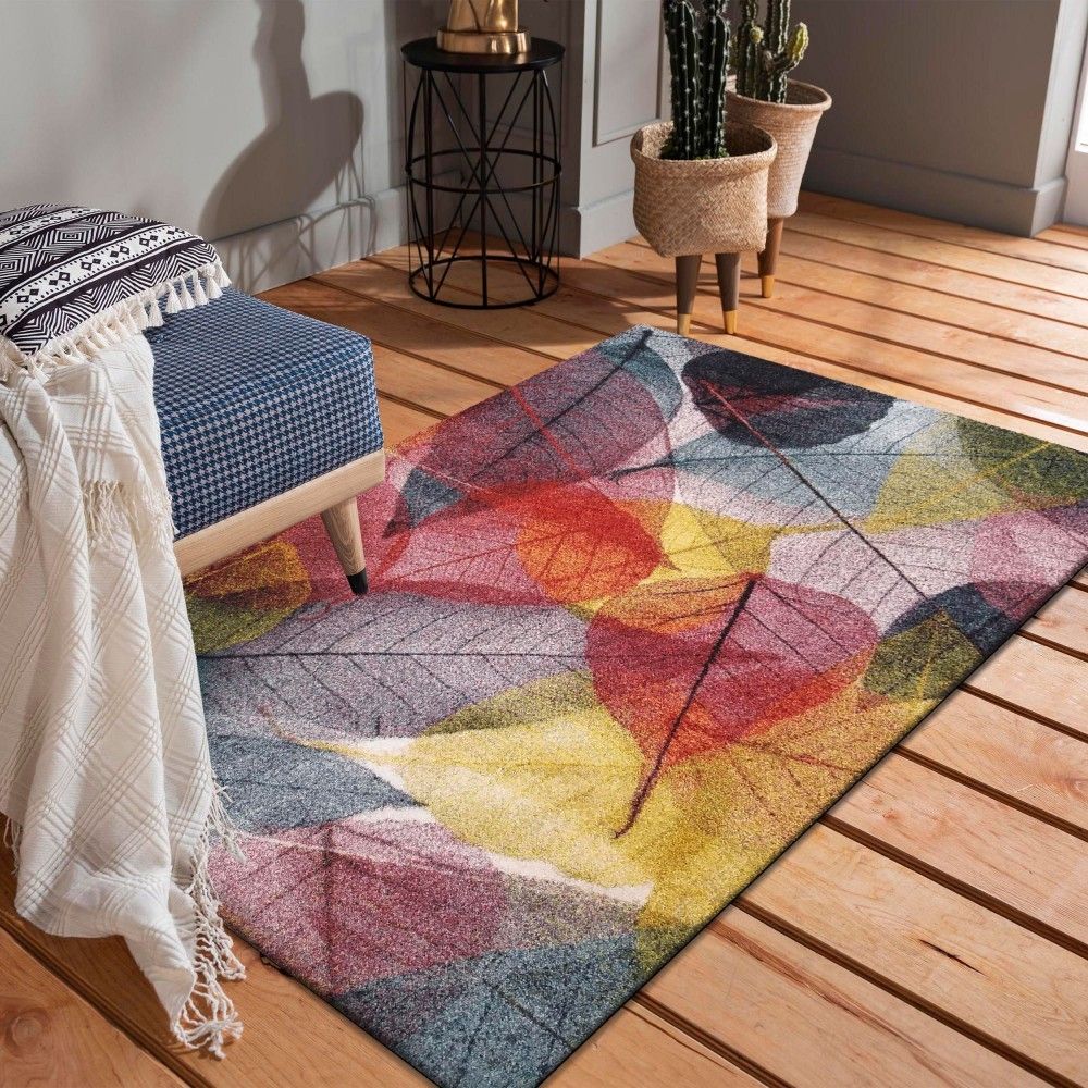 DomTextilu Krásny kvalitný koberec s farebnými listami 40979-187460  120 x 170 cm Fialová