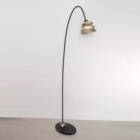 Holländer Stojaca lampa Snail One v strieborno-hnedej, Obývacia izba / jedáleň, železo, E14, 60W, P: 141 cm, L: 27 cm