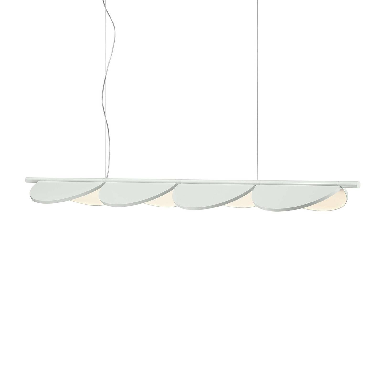 FLOS Almendra Linear LED svietidlo 4-pl., biela, Obývacia izba / jedáleň, hliník, 60W, P: 166.5 cm, L: 32.36 cm, K: 1.3cm