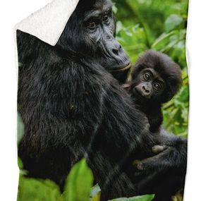 Deka Gorila a mláďa  (Rozmer: 200 x 140 cm, Podšitie baránkom: ÁNO)