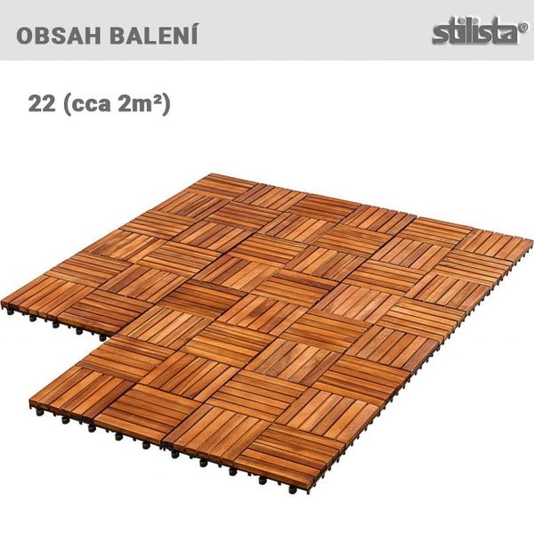 STILISTA drevené dlaždice, mozaika 4 x 6, agát, 2 m², 22 ks