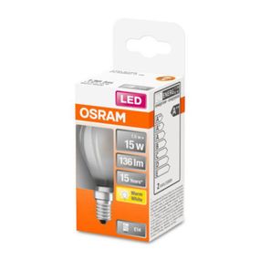 OSRAM Classic P LED žiarovka E14 1, 5W 2 700K matná, E14, 1.5W, Energialuokka: F, P: 7.7 cm