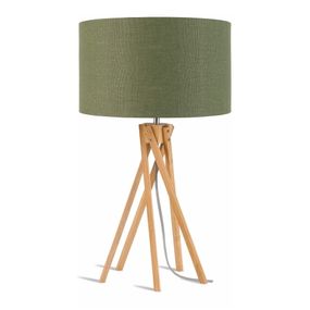 Stolová lampa so zeleným tienidlom a konštrukciou z bambusu Good&Mojo Kilimanjaro