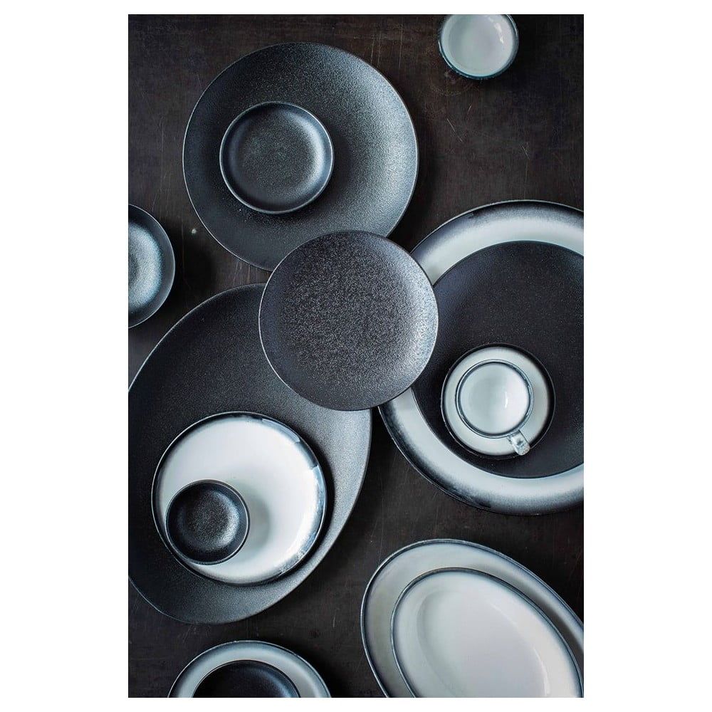 Bielo-čierna keramická oválna miska Maxwell & Williams Caviar, dĺžka 20 cm