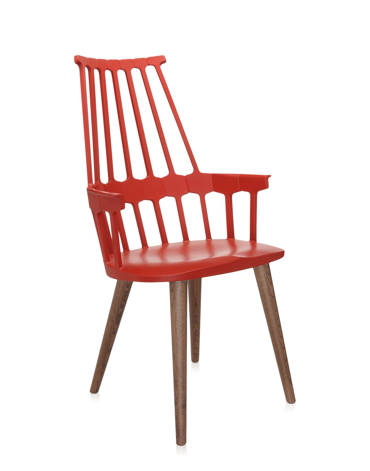 Kartell - Stolička Comback Wooden Legs, oranžovo-červená/dubová