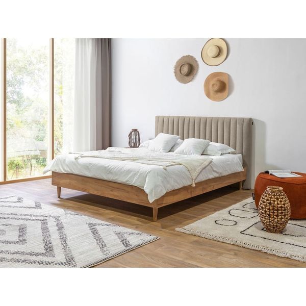 Béžová/prírodná dvojlôžková posteľ s roštom 160x200 cm Oceane – Bobochic Paris