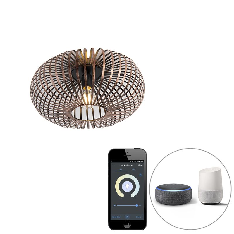 Smart ronde plafondlamp roestbruin incl. Wifi A60 - Johanna