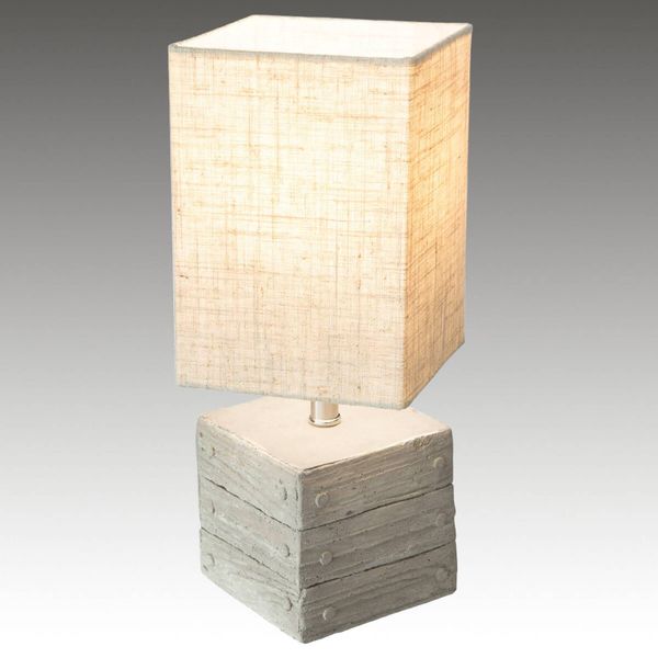 Nino Leuchten Stolná lampa Lisco tvar škatule podstavec betón, Obývacia izba / jedáleň, betón, textil, E14, 40W, P: 13 cm, L: 13 cm, K: 33cm