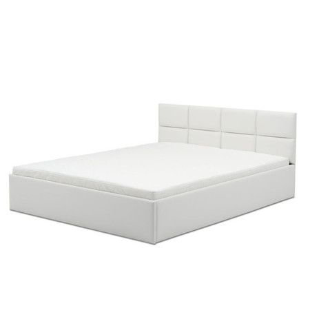 Čalúnená posteľ MONOS II s penovým matracom rozmer 140x200 cm Biela eko-koža