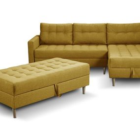 Furniture Sobczak Rohová sedacia súprava Pires s taburetom - Žlutá
