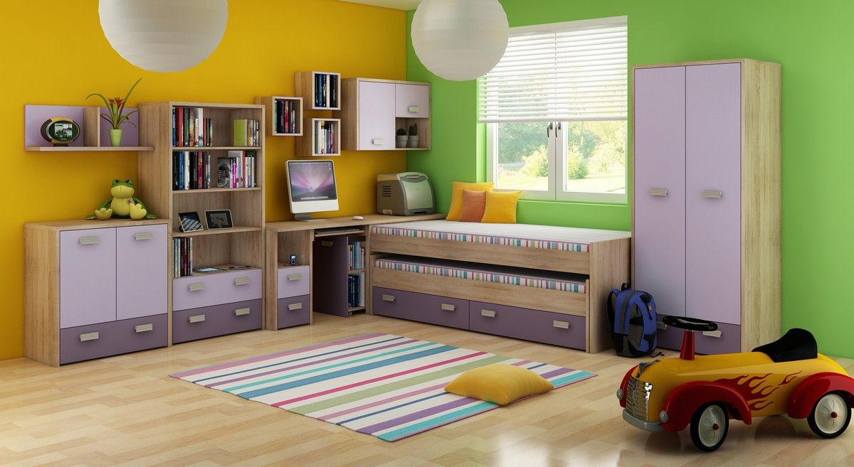 Detská izba Kitty 1 Sonoma svetlá + fialová