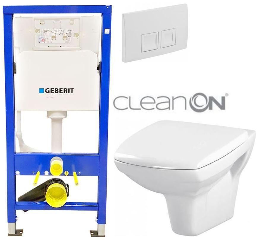 GEBERIT DuofixBasic s bielym tlačidlom DELTA50 + WC CERSANIT CLEANON CARINA + SEDADLO 458.103.00.1 50BI CA1