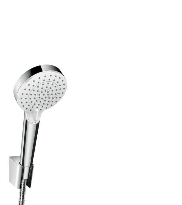 Hansgrohe Crometta - Set sprchovej hlavice, 2 prúdy, držiaku a hadice, EcoSmart, biela/chróm 26694400