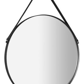SAPHO - ORBITER zrkadlo guľaté s popruhom, ø 60cm, čierna mat ORT060