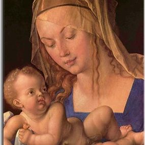 Virgin and child holding a half eaten pear Reprodukcia Albrecht Dürer zs16619